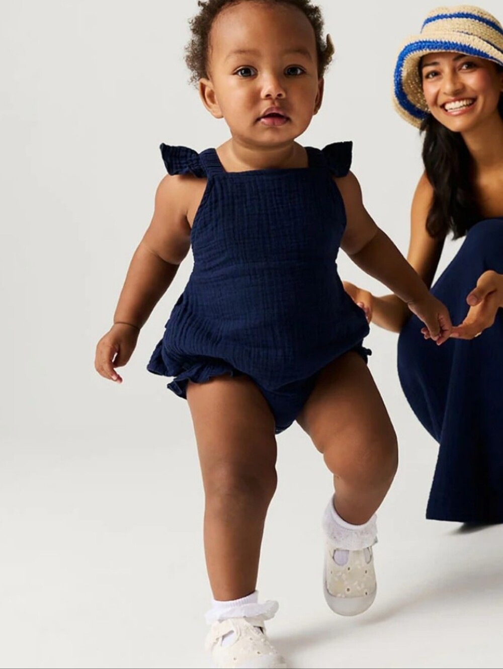 Posh Peanut Navy Baby Ruffle Romper - Kids Accessories
